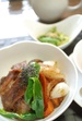 2009年6月13日
豚バラ肉と野菜の丼　いんげんと胡瓜の胡麻和え　トマトとそら豆スープ