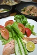 2009年7月8日　鮭のオリーブオイルソテー　オクラの鰹節和え　お豆腐のお味噌汁　など