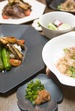 2009年8月17日　焼肉丼　山芋とオクラのおひたし　タコと胡瓜の酢の物　梅干しと小松菜