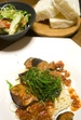 2009年8月26日　ナスとトマトのパスタ　トマトと胡瓜と貝割れの胡麻和えサラダ　やわらかパン