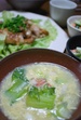 2009年10月26日　鶏の生姜焼　青梗菜とカニカマの卵とじ吉野葛入り　胡瓜と人参のサラダ　サトイモのクリームスープ