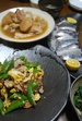 2010年1月26日　豚肉とスナップエンドウと卵の炒め物　鯵のお刺身　ジャガイモと阿波尾鶏の煮物　