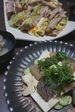 2013年5月22日　カンパーニューサンドイッチ　あさりの澄まし汁　豆腐とコンニャクの和風ソテー
