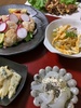 2018年4月16日　鶏肉の唐揚げ　生野菜と玉ねぎドレッシング和え　白ネギの筑前煮風